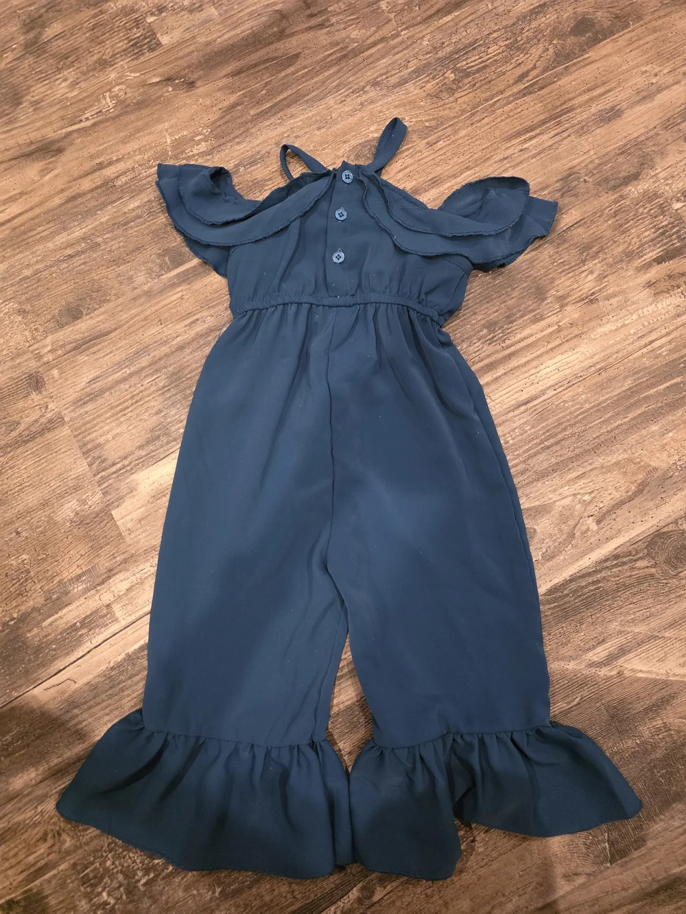 Girls Ruffle Cold-Shoulder One-Piece in Teal